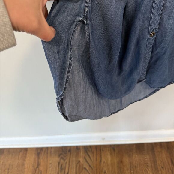 Rails Dark Wash Chambrah Denim Pullover Collared Shirt Midi Dress Sz Small 1650 - Picture 10 of 15